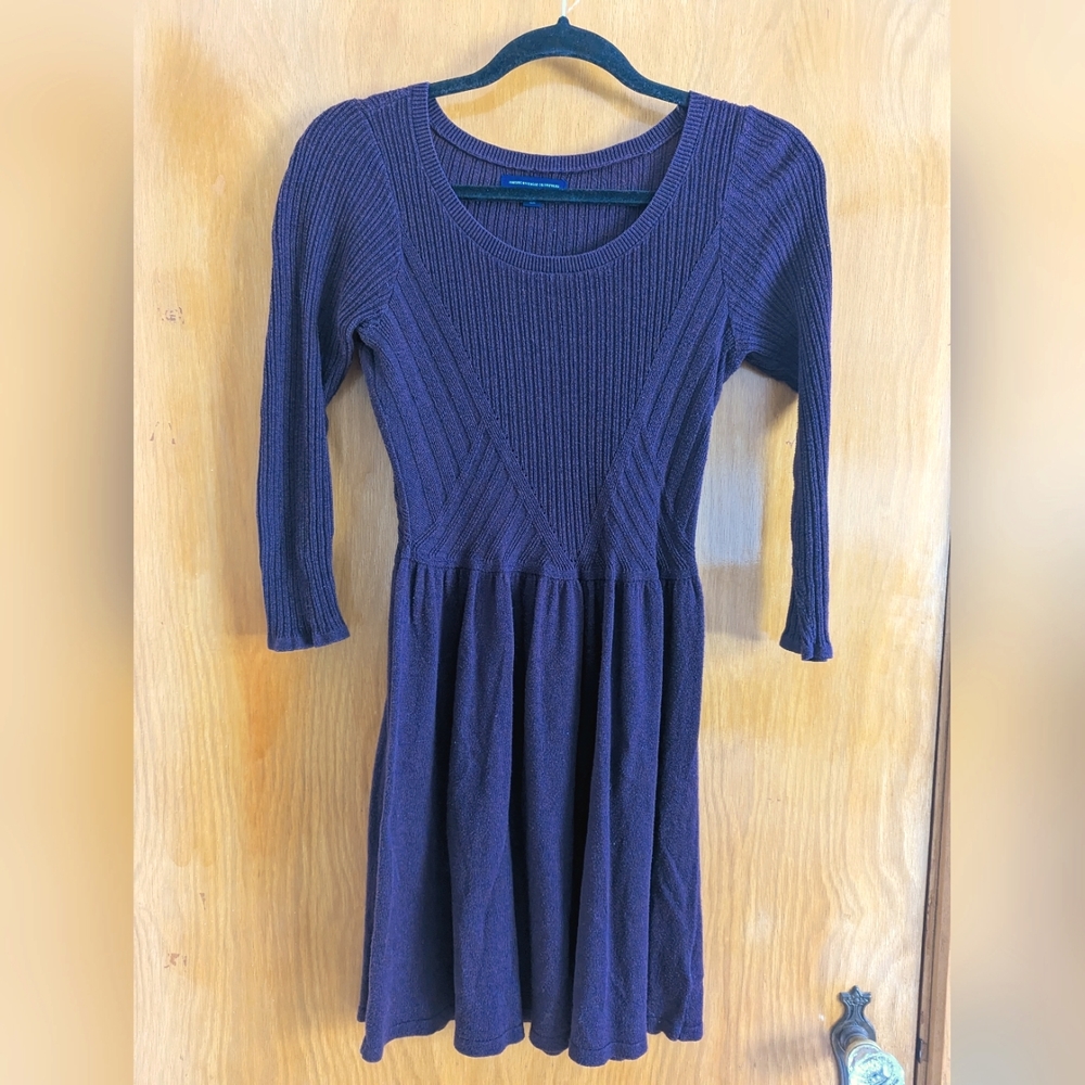 American Eagle Outfitters Ribbed-Knit Skater Dress – Size Small